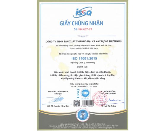 CHỨNG NHẬN ISO 14001 NĂM 2023-2026