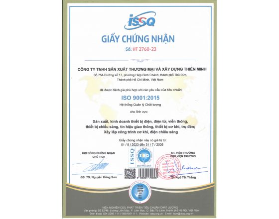 CHỨNG NHẬN ISO 9001 NĂM 2023-2026