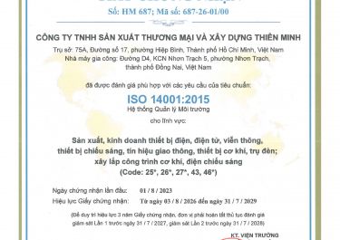 CHỨNG NHẬN ISO 14001 NĂM 2026-2029