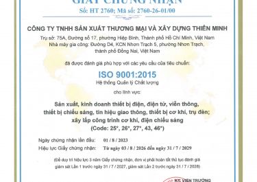 CHỨNG NHẬN ISO 9001 NĂM 2026-2029
