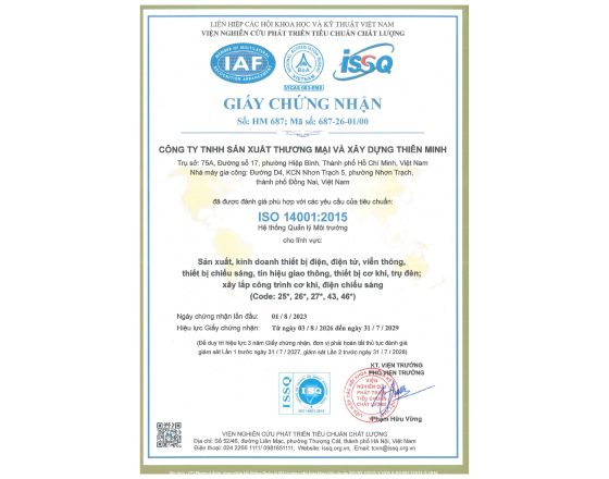 CHỨNG NHẬN ISO 14001 NĂM 2026-2029
