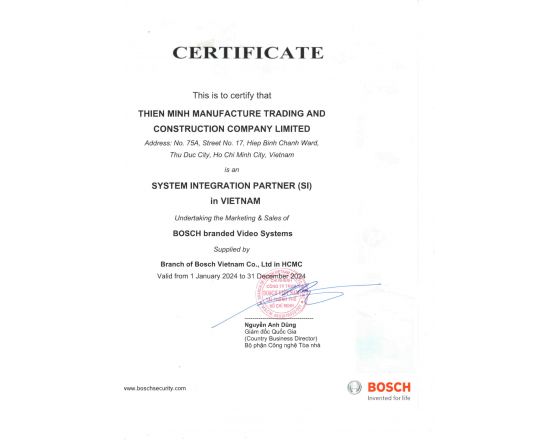 BOSCH - CHỨNG NHẬN ĐỐI TÁC 2024